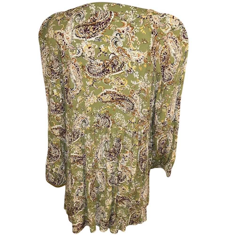 mellóday paisley cinched style peasant tunic mid sleeve women’s top - Picture 7 of 11